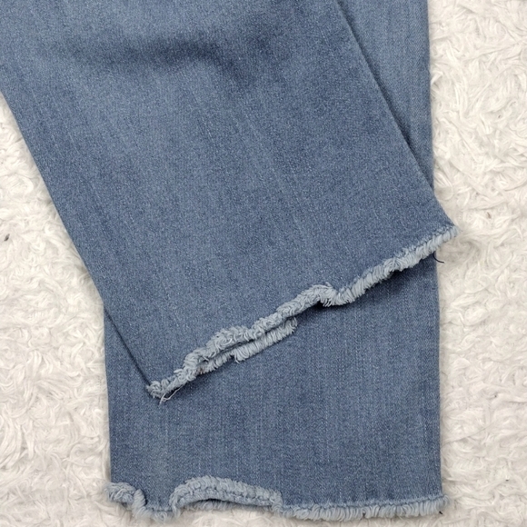 Seven7 Slim Straight Blue Light Wash Five Pocket Distressed Raw Hem Skinny Jean - Picture 16 of 16